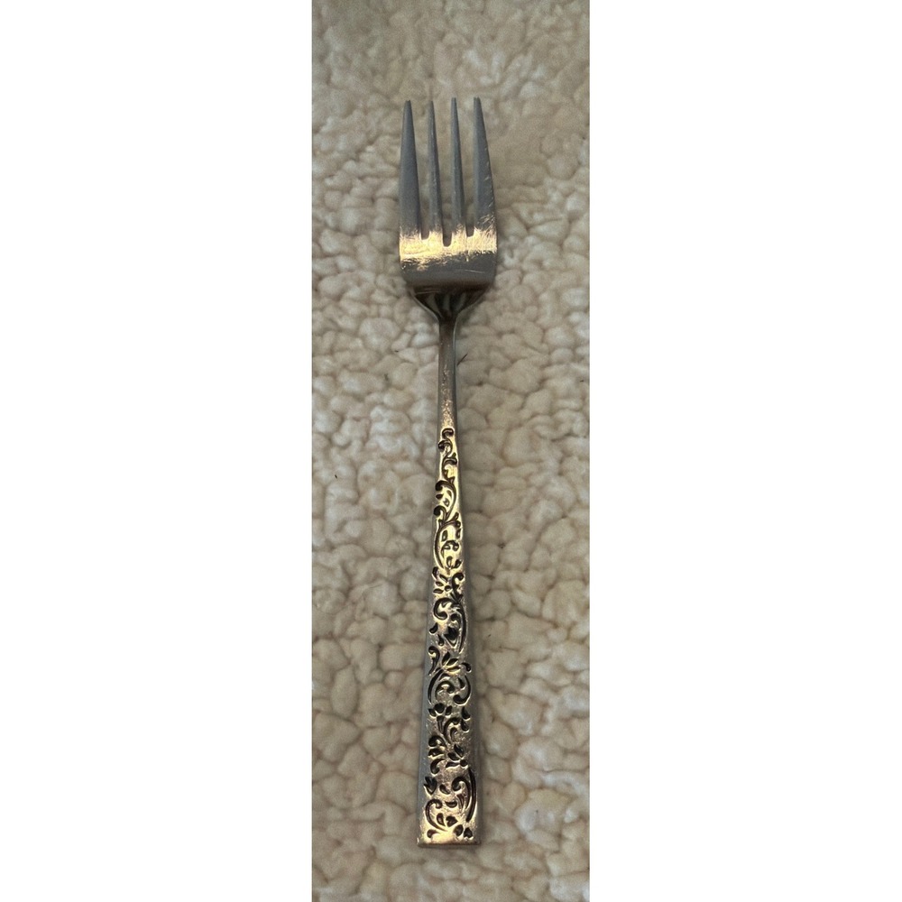 Vintage Stanley Roberts Ornate Silver Plated Dinner Fork Scroll Floral 7.5in
